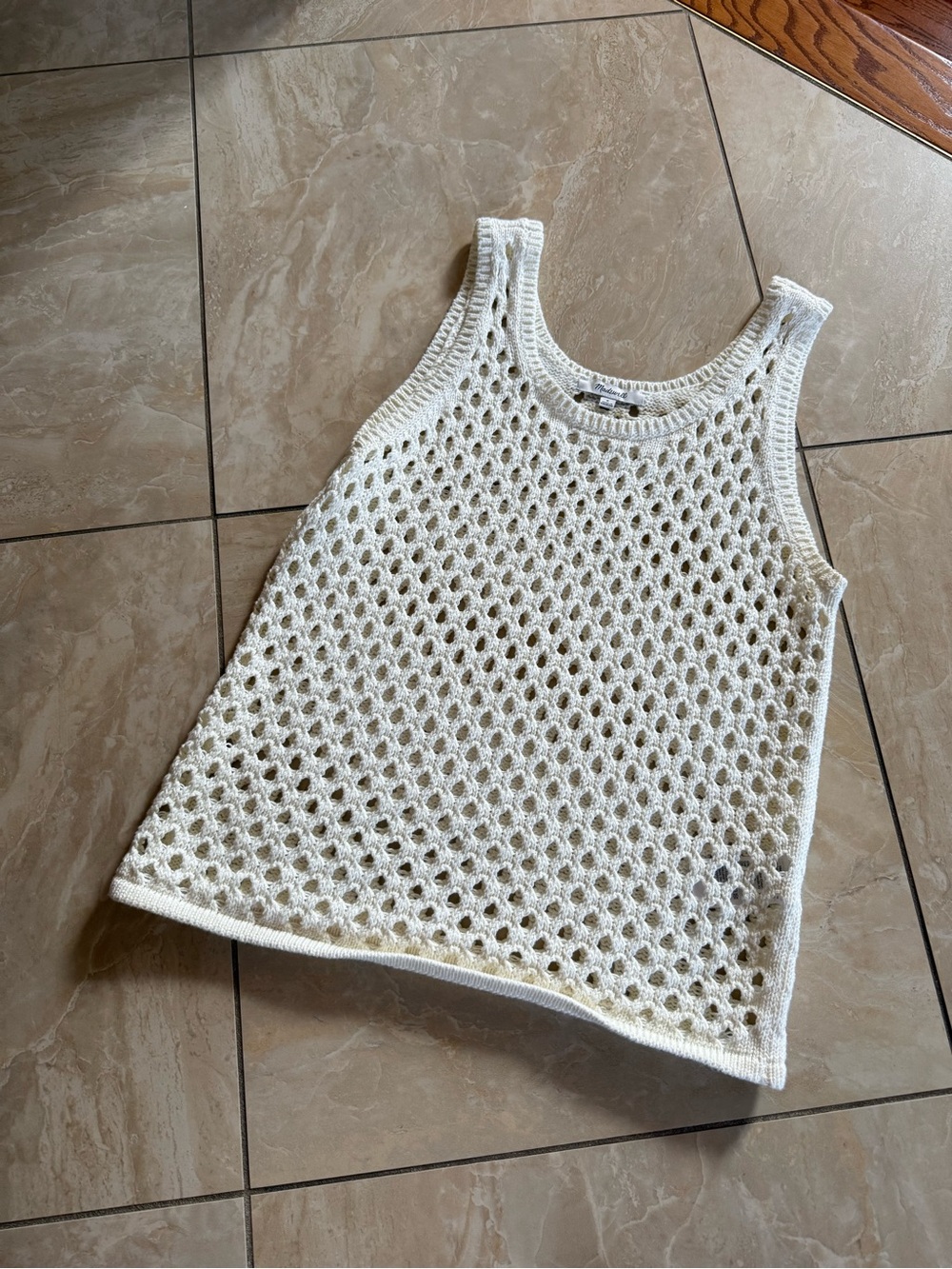 Madewell Cream Open-Knit Crochet Tank sz S